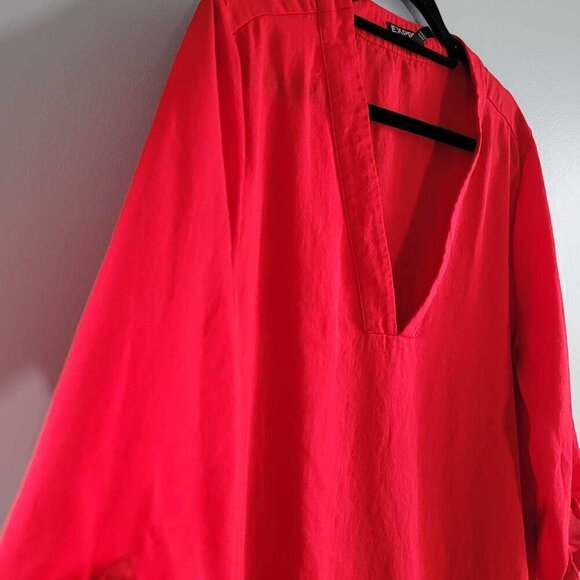 Express Red Vneck blouse. EUC - Picture 2 of 5